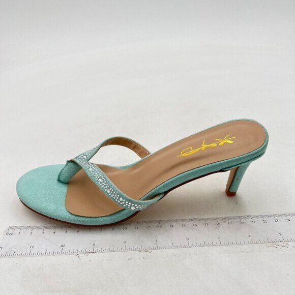 XYD Women Fashion Thong Mid Heel Sandals Casual Flip Flops Open Almond Toe Daily - Picture 2 of 7